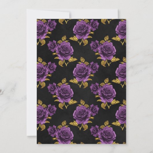 Gotische Hochzeitsfeier mit lila und goldener Prob Einladung (Rückseite)