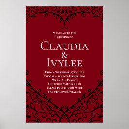 Gotische Hochzeitsfeier Rotes und Schwarzes Herz - Poster