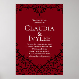 Gotische Hochzeitsfeier Rotes und Schwarzes Herz - Poster