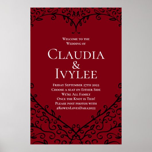 Gotische Hochzeitsfeier Rotes und Schwarzes Herz - Poster (Vorne)