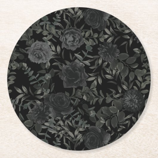 Gotische Hochzeitsfeier-Untersetzer der Rose Weiß Runder Pappuntersetzer (Vorderseite)