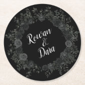 Gotische Hochzeitsfeier-Untersetzer der Rose Weiß Runder Pappuntersetzer (Vorderseite)