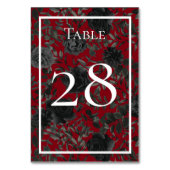 Gotische Hochzeitsfeiern in Rot und Schwarz-Rose - Tischnummer (Rückseite)