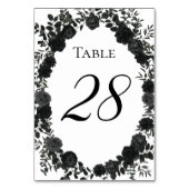 Gotische Hochzeitsfeiern in Weiß und Schwarz-Rose Tischnummer (Vorderseite)