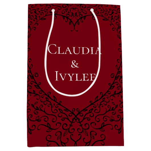 Gotische Hochzeitsgeschenktasche mit Rot und Schwa Mittlere Geschenktüte (Vorderseite)