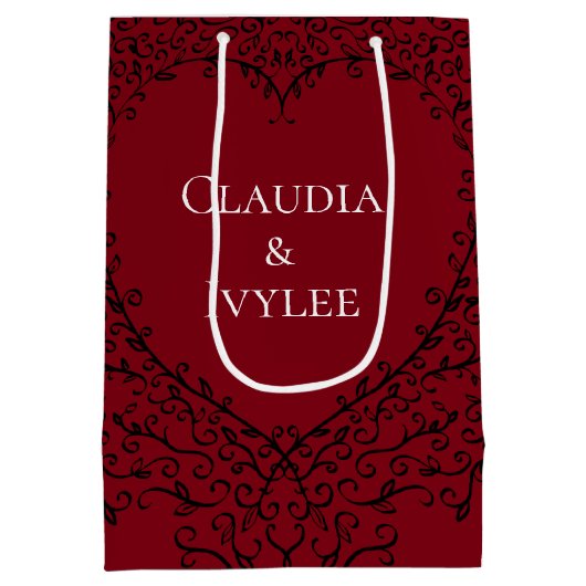 Gotische Hochzeitsgeschenktasche mit Rot und Schwa Mittlere Geschenktüte (Rückseite)