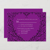 Gotische Hochzeitskarte für lila und schwarzes Her Postkarte (Vorne/Hinten)