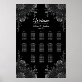 Gotische Hochzeitskarte für Schwarz-Grau-Rose Poster