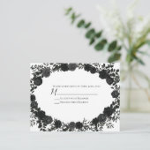 Gotische Hochzeitskarte mit weißer und schwarzer R Postkarte (Stehend Vorderseite)