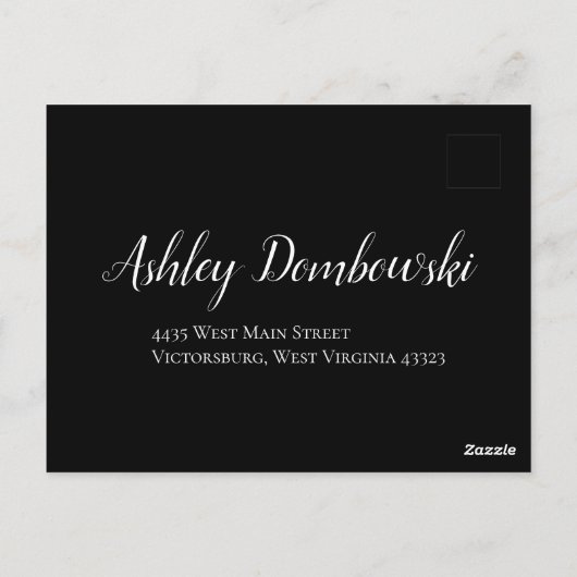 Gotische Hochzeitskarte mit weißer und schwarzer R Postkarte (Rückseite)