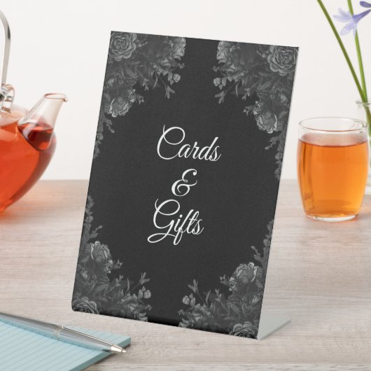 Gotische Hochzeitskarten für Schwarz und Grau-Rose Sockelschild (In Situ)