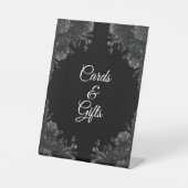 Gotische Hochzeitskarten für Schwarz und Grau-Rose Sockelschild (Vorderseite)