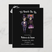 Gotische Hochzeitskelette Save the Date Ankündigung (Vorne/Hinten)