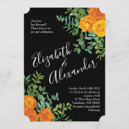 Gotische Hochzeitskollektion aus Schwarz und Orang Einladung