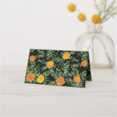 Gotische Hochzeitskollektion aus Schwarz und Orang Platzkarte (Rückseite)