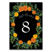 Gotische Hochzeitskollektion aus Schwarz und Orang Tischnummer (Vorderseite)