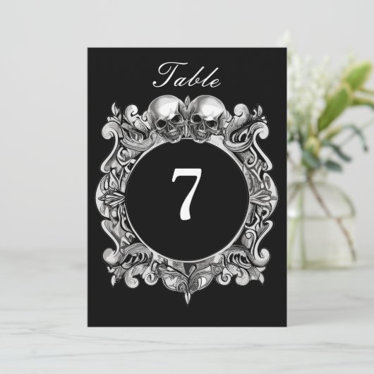 Gotische Hochzeitskunst-Tischnummer (Stehend Vorderseite)