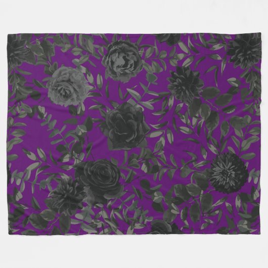 Gotische Hochzeitslehre für lila und schwarze Rose Fleecedecke (Vorderseite (Horizontal))