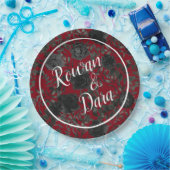 Gotische Hochzeitspapier-Teller in Rot und Schwarz Pappteller (Party)