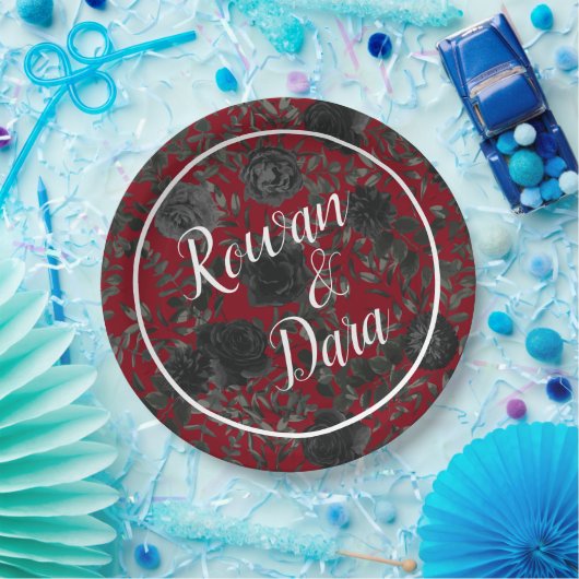 Gotische Hochzeitspapier-Teller in Rot und Schwarz Pappteller (Party)