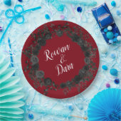 Gotische Hochzeitspapier-Teller in Rot und Schwarz Pappteller (Party)