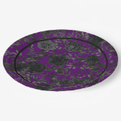 Gotische Hochzeitspapier-Teller mit lila und schwa Pappteller (Schrägansicht)