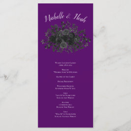 Gotische Hochzeitsprogramme für lila und schwarze  Menükarte