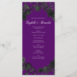 Gotische Hochzeitsprogramme für lila und schwarze  Menükarte