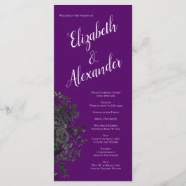 Gotische Hochzeitsprogramme für lila und schwarze  Menükarte