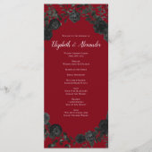 Gotische Hochzeitsprogramme in Rot und Schwarz-Ros Menükarte (Vorderseite)