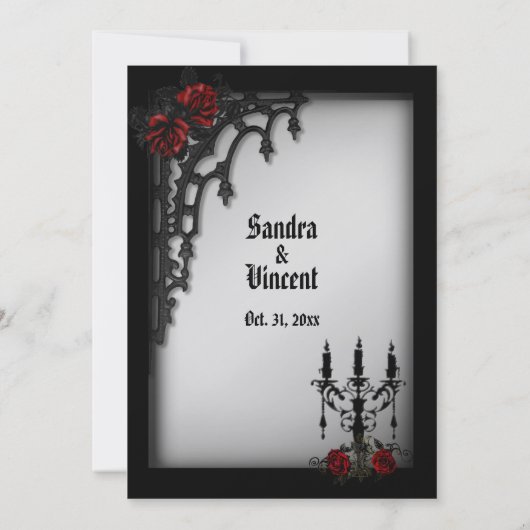 Gotische Hochzeitsthematik des französischen Quart Einladung (Rückseite)