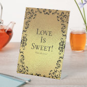 Gotische Hochzeitstil-Süßigkeiten mit Gold & Black Sockelschild (In Situ)