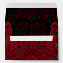 Gotische Hochzeitsumschläge Rot und Schwarzes Herz