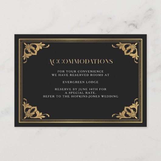 Gotische Hochzeitsunterkünfte im Gold Art Nouveau Begleitkarte (Vorderseite)