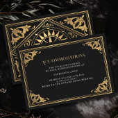 Gotische Hochzeitsunterkünfte im Gold Art Nouveau Begleitkarte