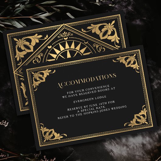 Gotische Hochzeitsunterkünfte im Gold Art Nouveau Begleitkarte