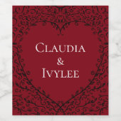 Gotische Hochzeitsweinetiketten aus Rot und Schwar Weinetikett (Einzelnes Label)