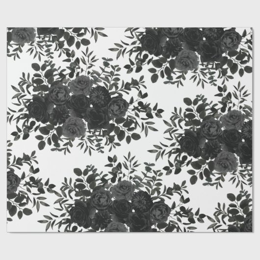 Gotische Hochzeitszettel der Rose Weiß und Schwarz Geschenkpapier (Flach)