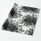 Gotische Hochzeitszettel der Rose Weiß und Schwarz Geschenkpapier (Ungerollt)