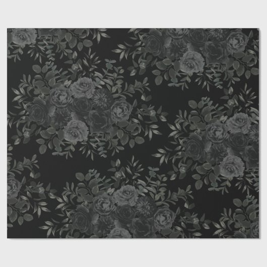 Gotische Hochzeitszettel der Rose Weiß und Schwarz Geschenkpapier (Flach)