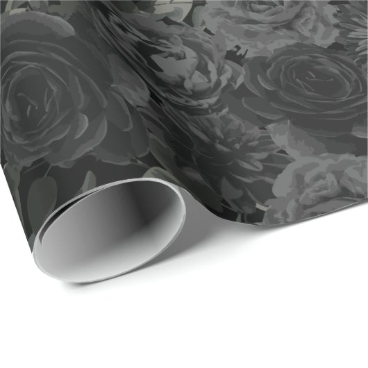 Gotische Hochzeitszettel der Rose Weiß und Schwarz Geschenkpapier (Rolleneckpunkt)