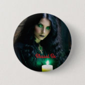 Gotische Hübsche Hexe, dunkles Thema Button (Vorderseite)