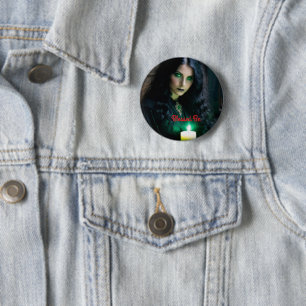 Gotische Hübsche Hexe, dunkles Thema Button