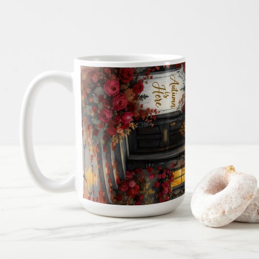 Gotische Hütte Rose Typografie Kunst Kaffeetasse (Mit Donut)