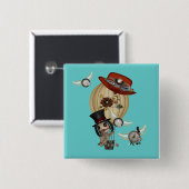 gotische Jugendstil-Heißluftballon Steampunk Art Button (Vorne & Hinten)