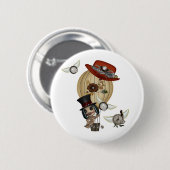 gotische Jugendstil-Heißluftballon Steampunk Art Button (Vorne & Hinten)