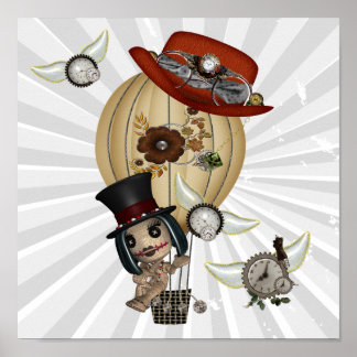 gotische Jugendstil-Heißluftballon Steampunk Art Poster