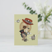 gotische Jugendstil-Heißluftballon Steampunk Art Postkarte (Stehend Vorderseite)