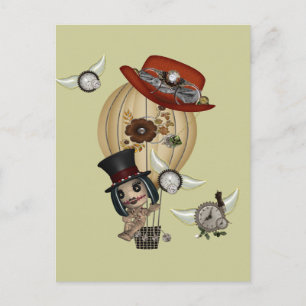 gotische Jugendstil-Heißluftballon Steampunk Art Postkarte