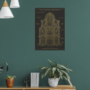 Gotische Kathedrale Architektur-Blueprint Fine Art Poster